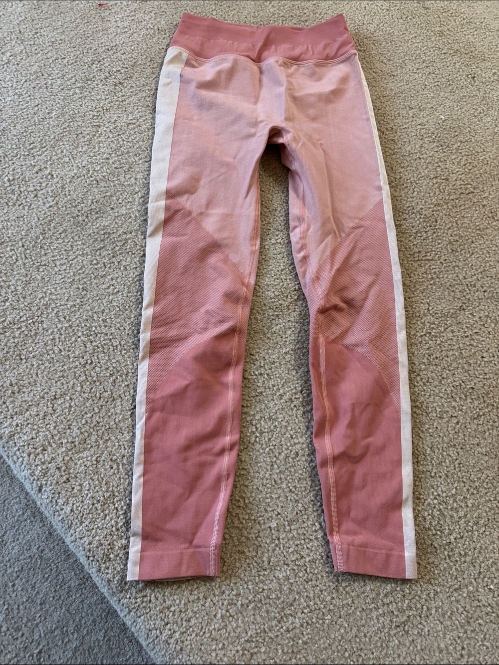 lululemon athletica Girls Rose Pink Leggings with White Side Stripes